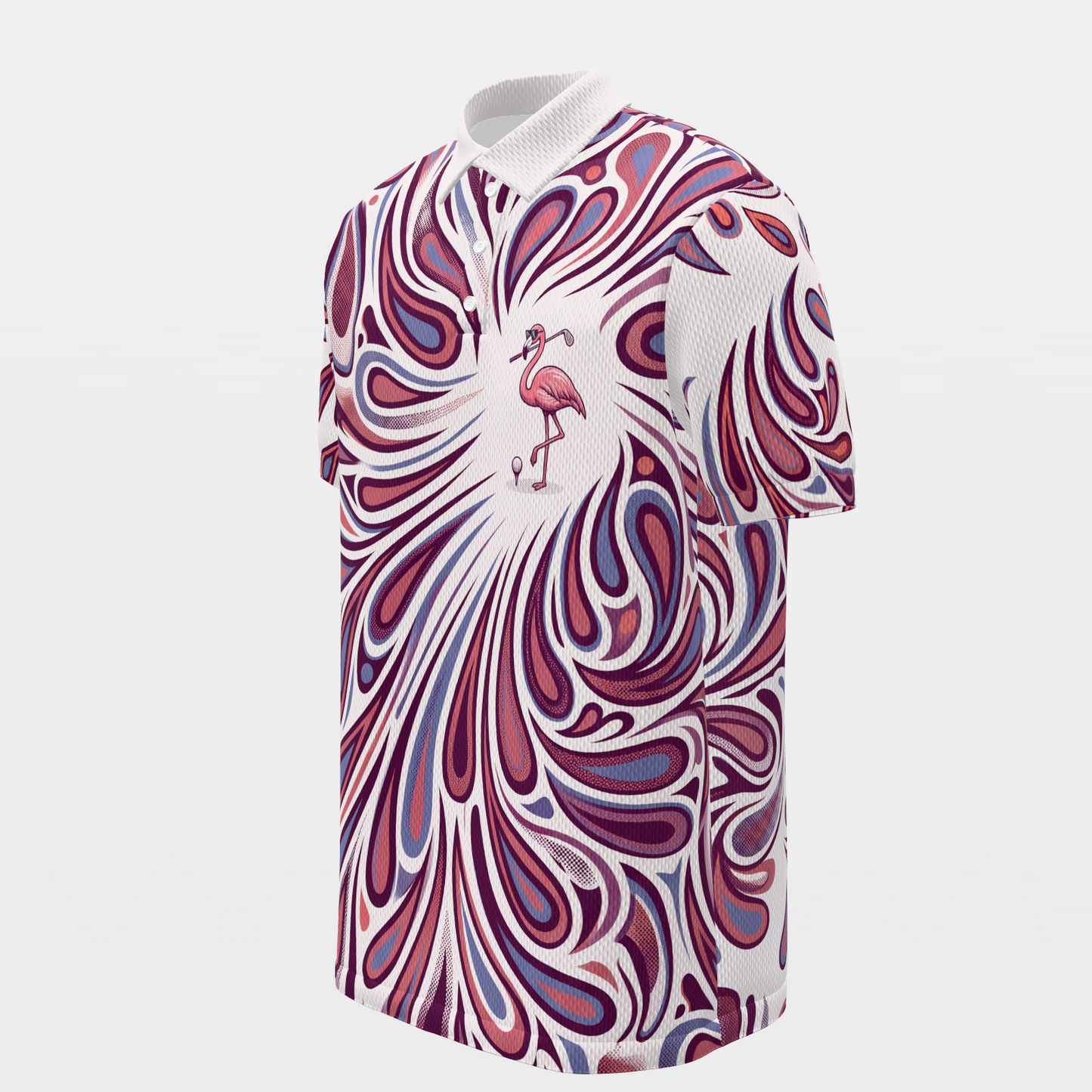 Quiet Birdie Flight Golf Polo Shirt – Front Left product view