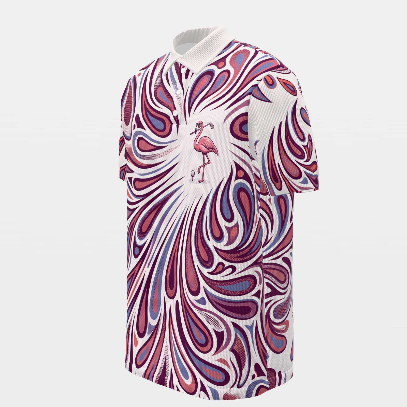 Quiet Birdie Flight Golf Polo Shirt – Front Left product view