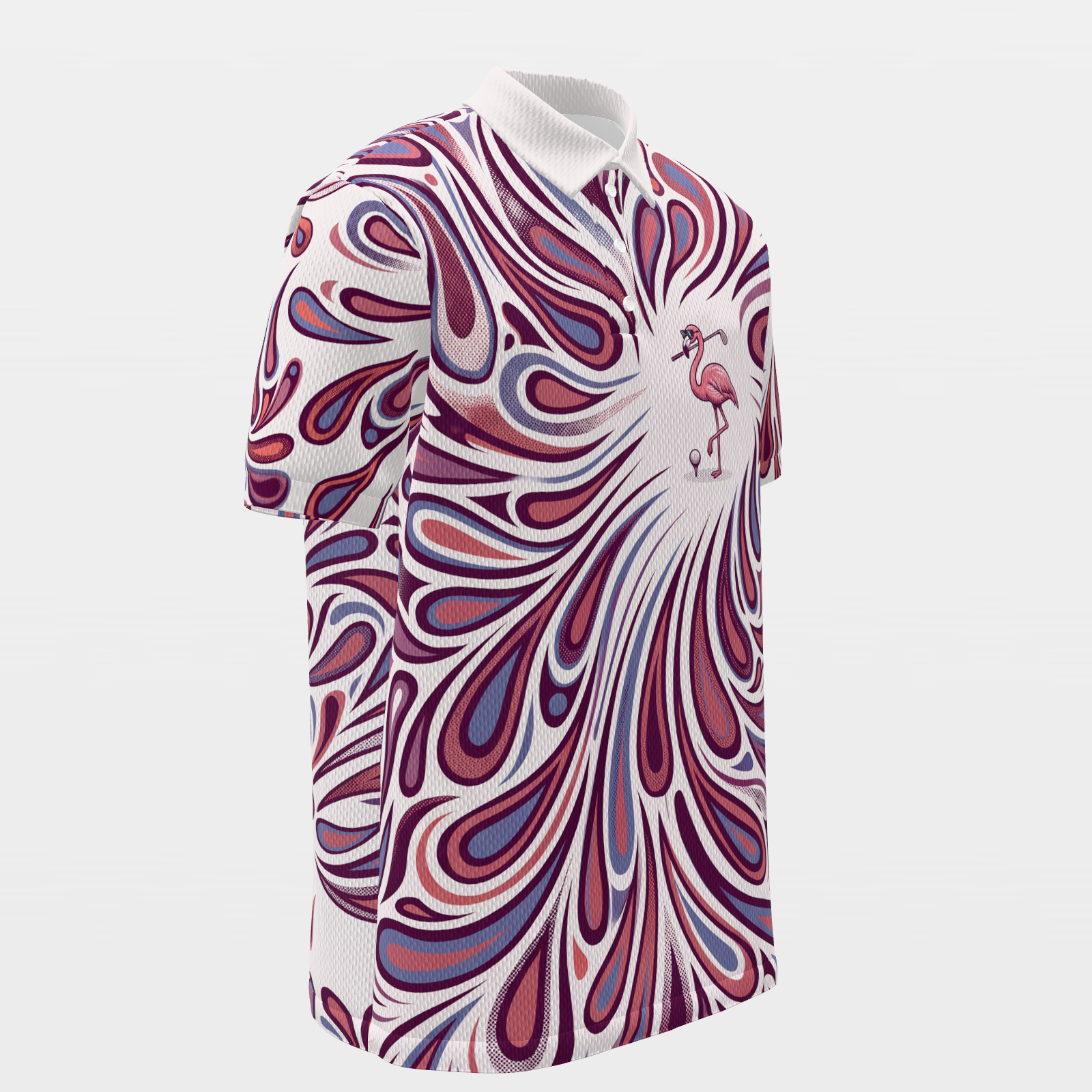 Quiet Birdie Flight Golf Polo Shirt – Front Right product view