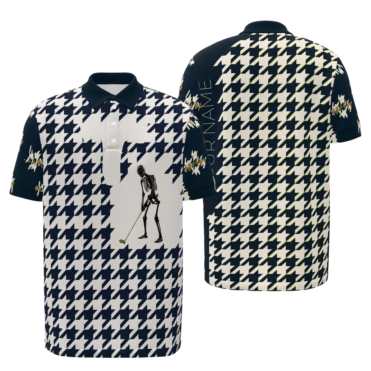 Dead Even Golf Polo Shirt – Front Back product view