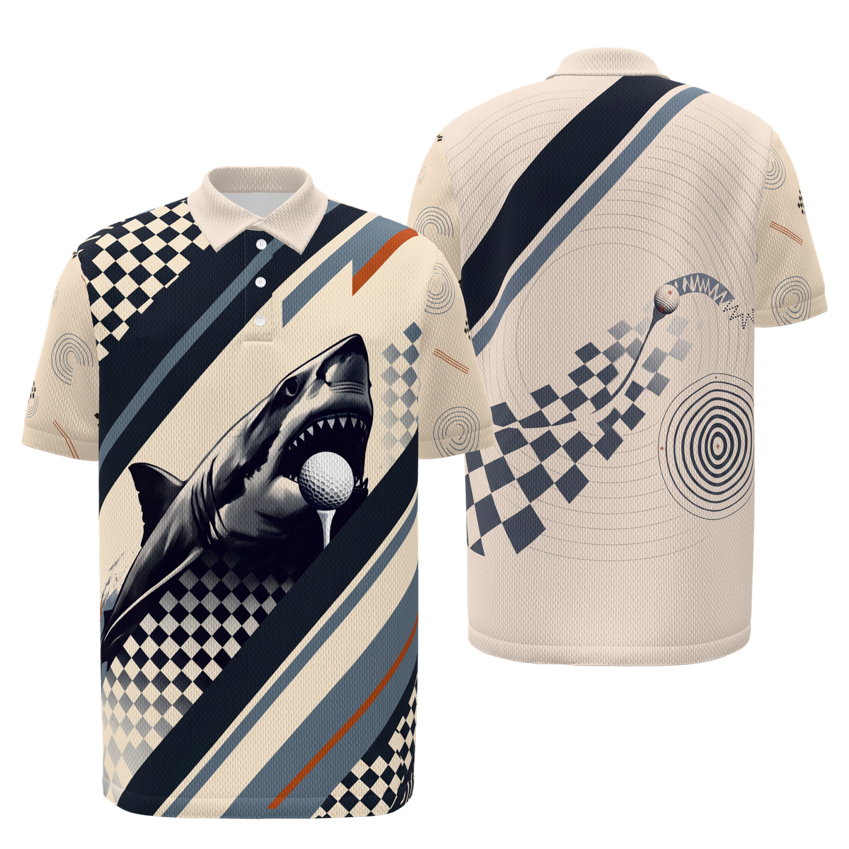Teeth on the Turn Golf Polo Shirt – Front Back product view