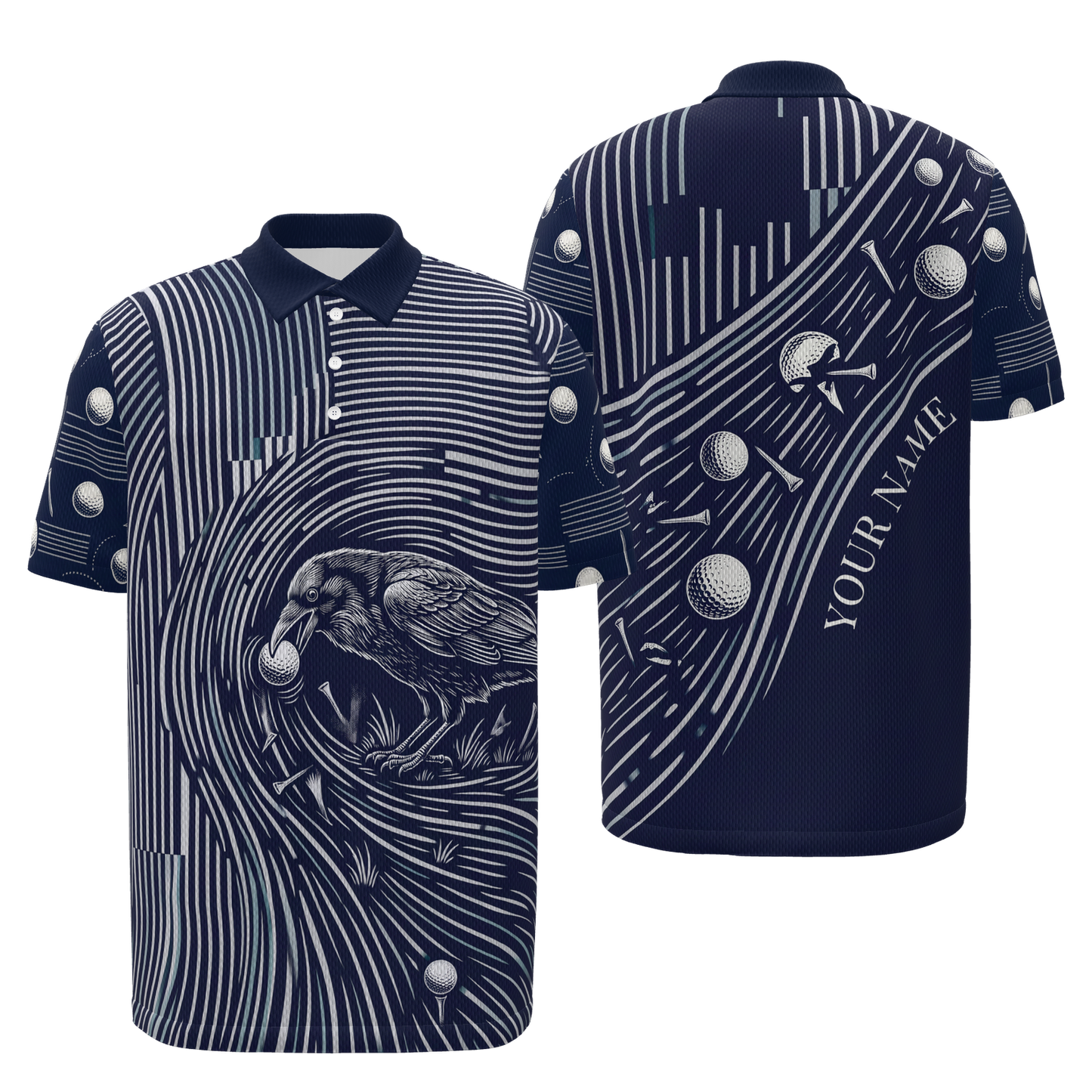 Ball Thief Route Golf Polo Shirt – Front Back product view