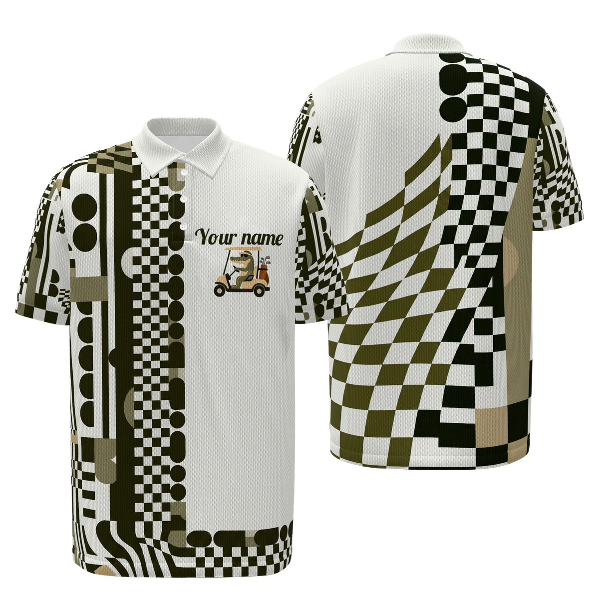 Cart Lane Break Golf Polo Shirt – Front Back product view
