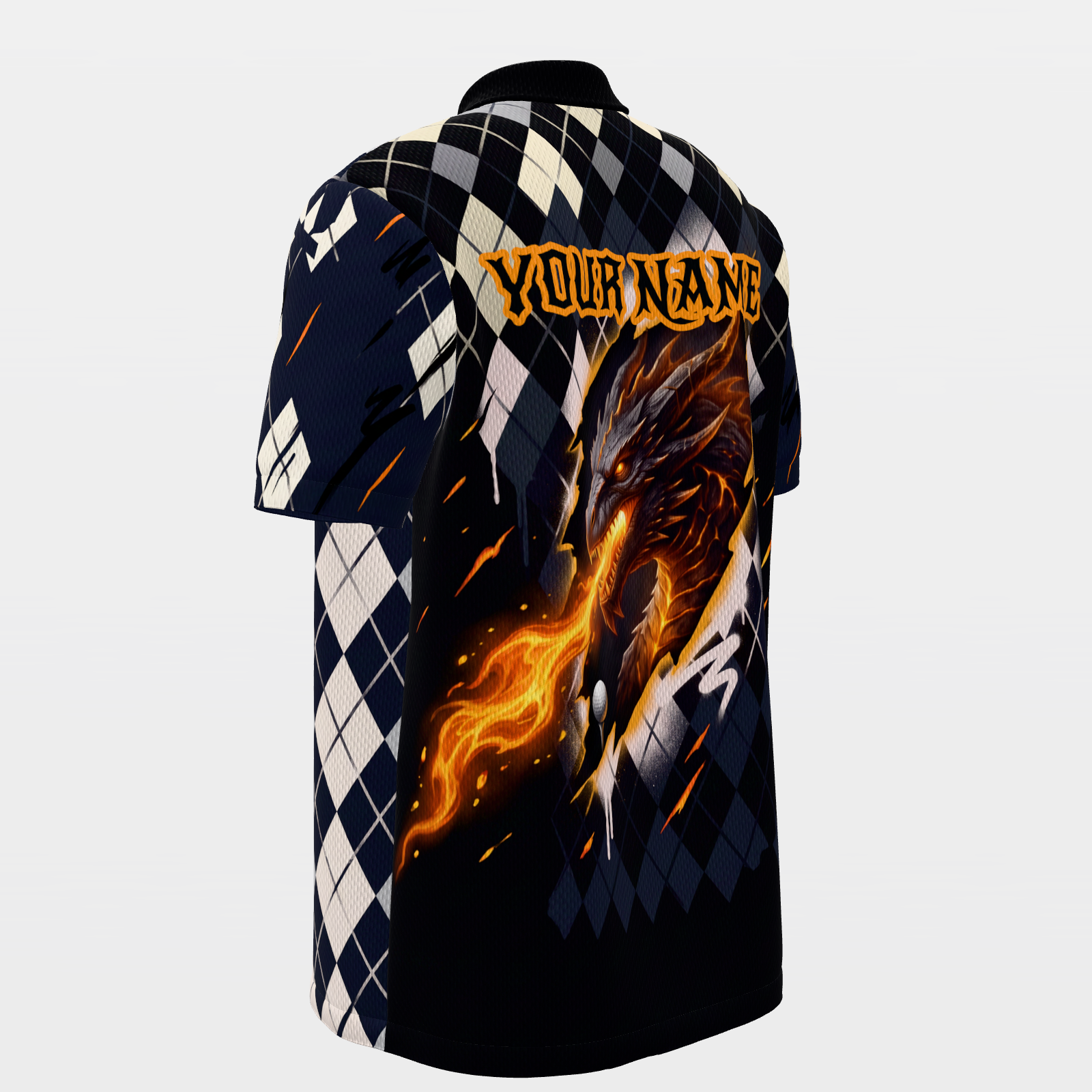 Volcanic Back Nine Golf Polo Shirt – Back Left product view
