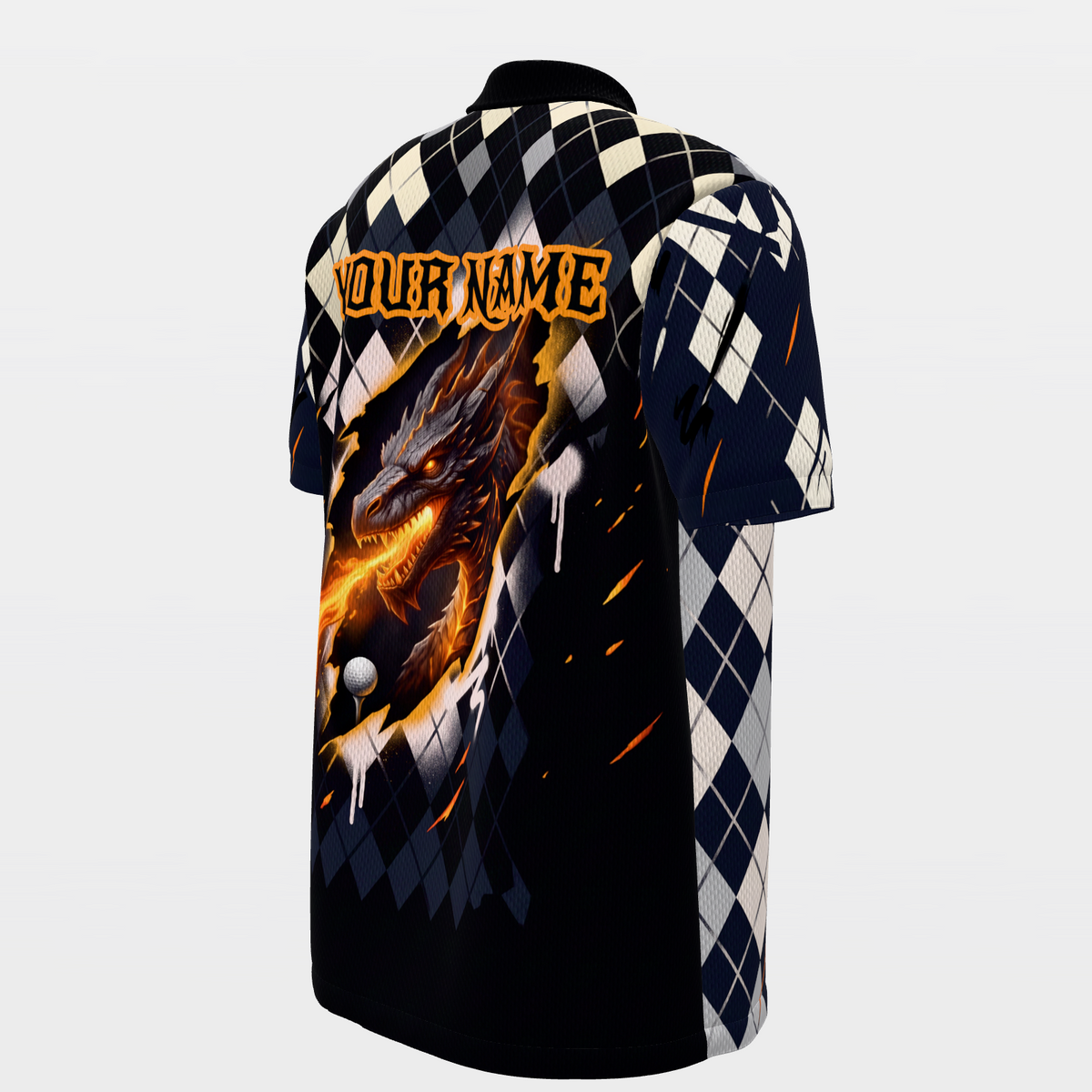 Volcanic Back Nine Golf Polo Shirt – Back Right product view