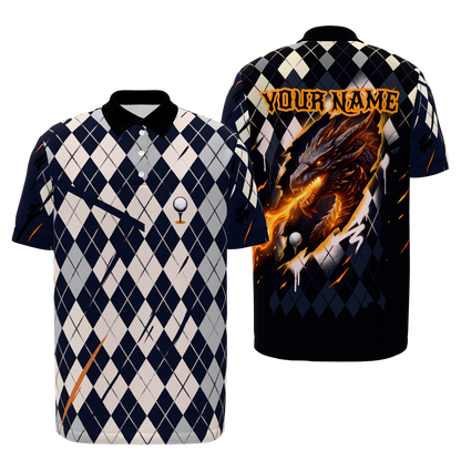 Volcanic Back Nine Golf Polo Shirt – Front Back product view