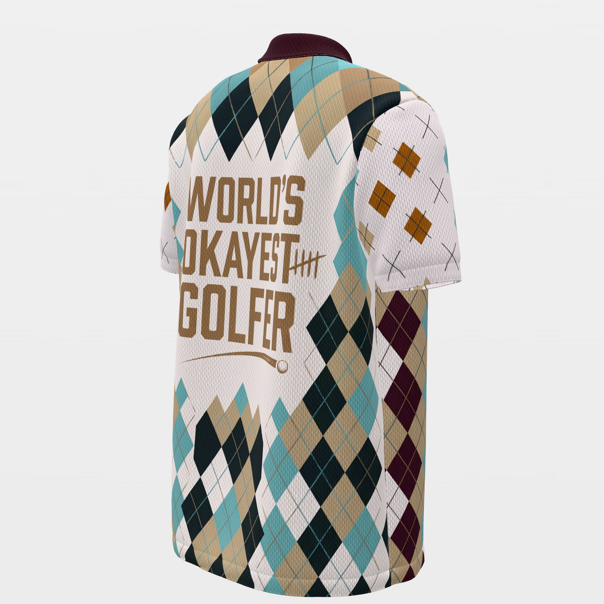 Competently Average Golf Polo Shirt – Back Right product view