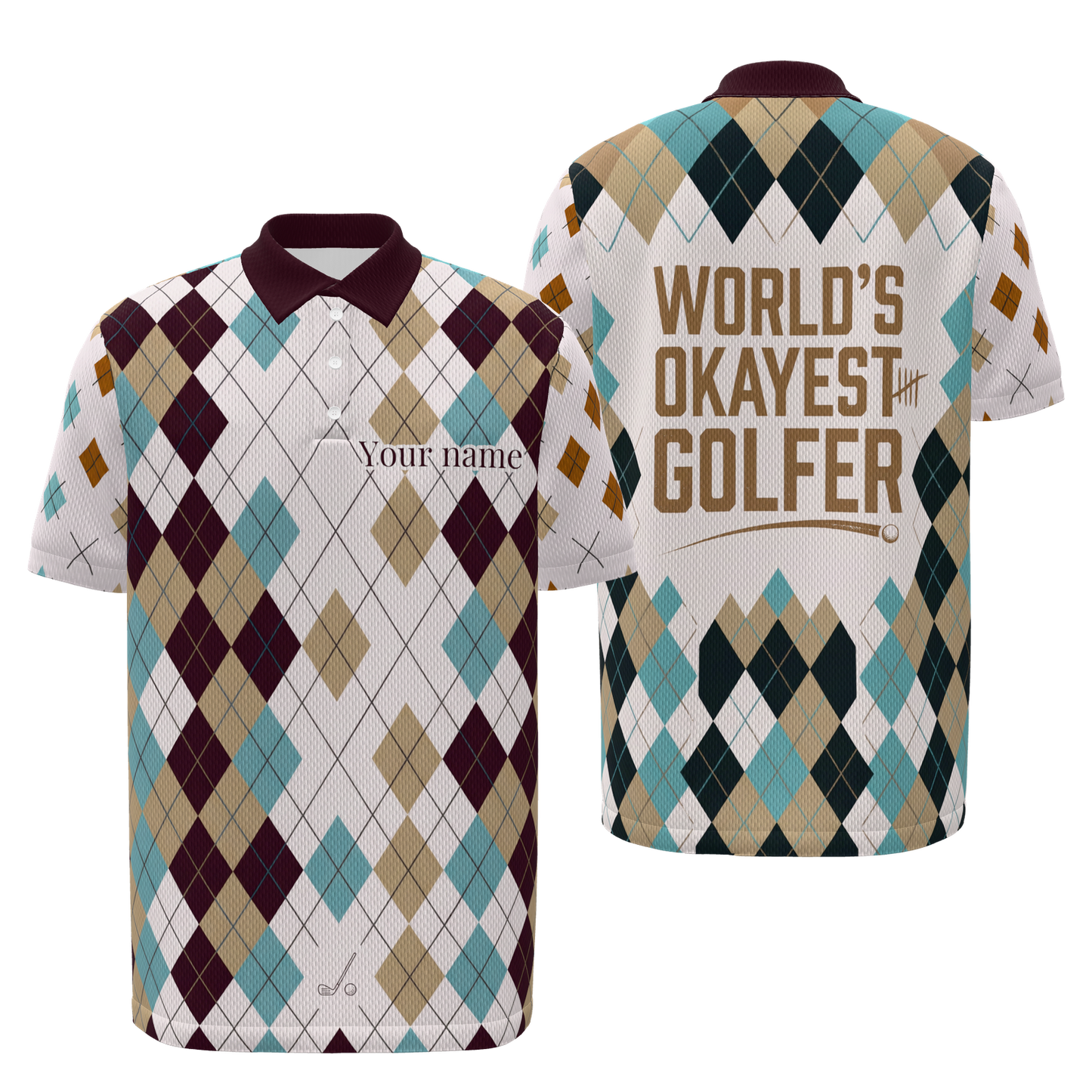 Competently Average Golf Polo Shirt – Front Back product view