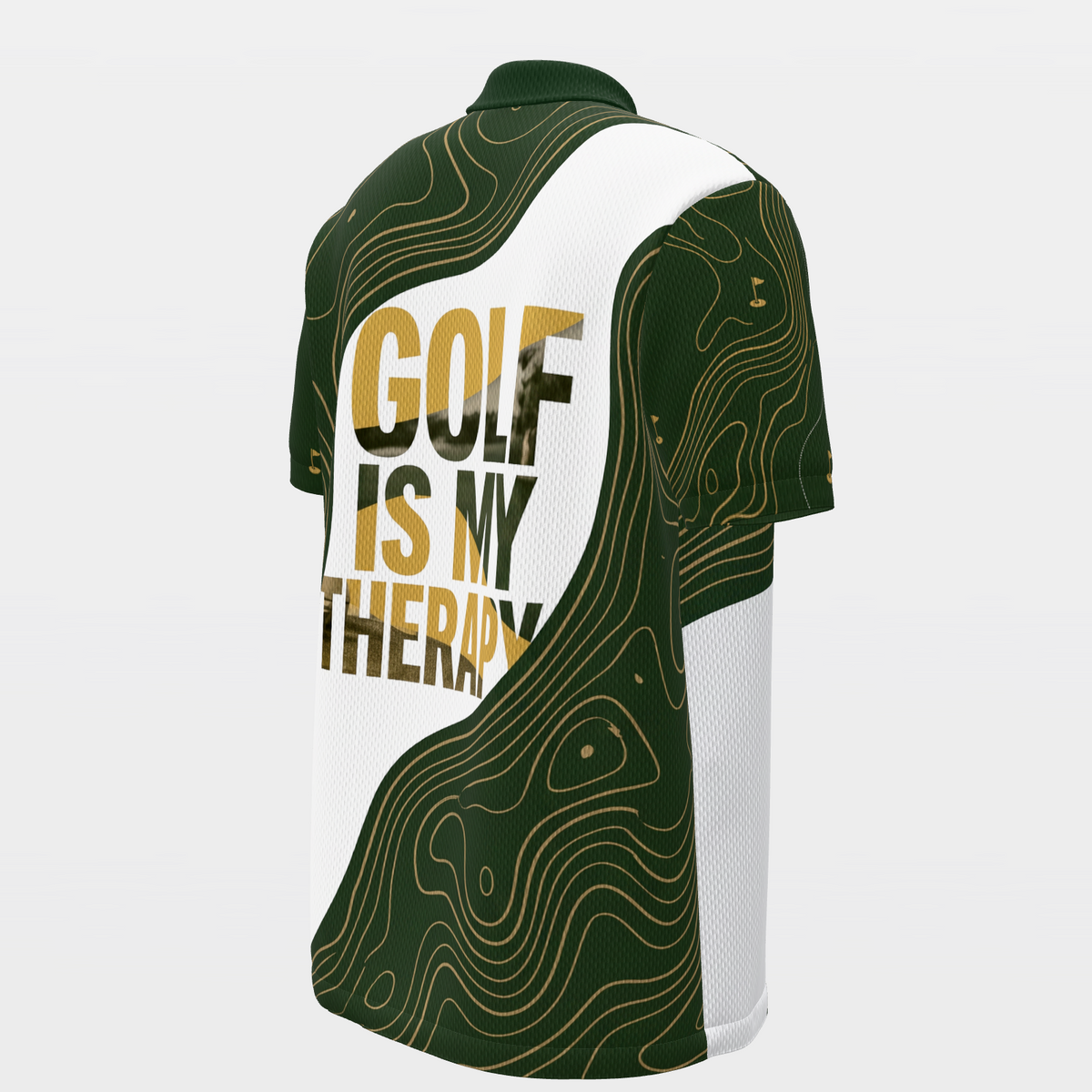 Pressure Release Line Golf Polo Shirt – Back Right product view