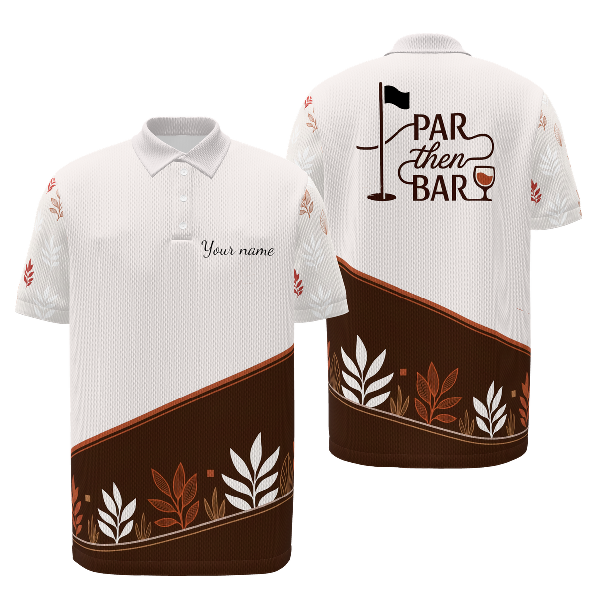 From Pin to Pour Golf Polo Shirt – Front Back product view