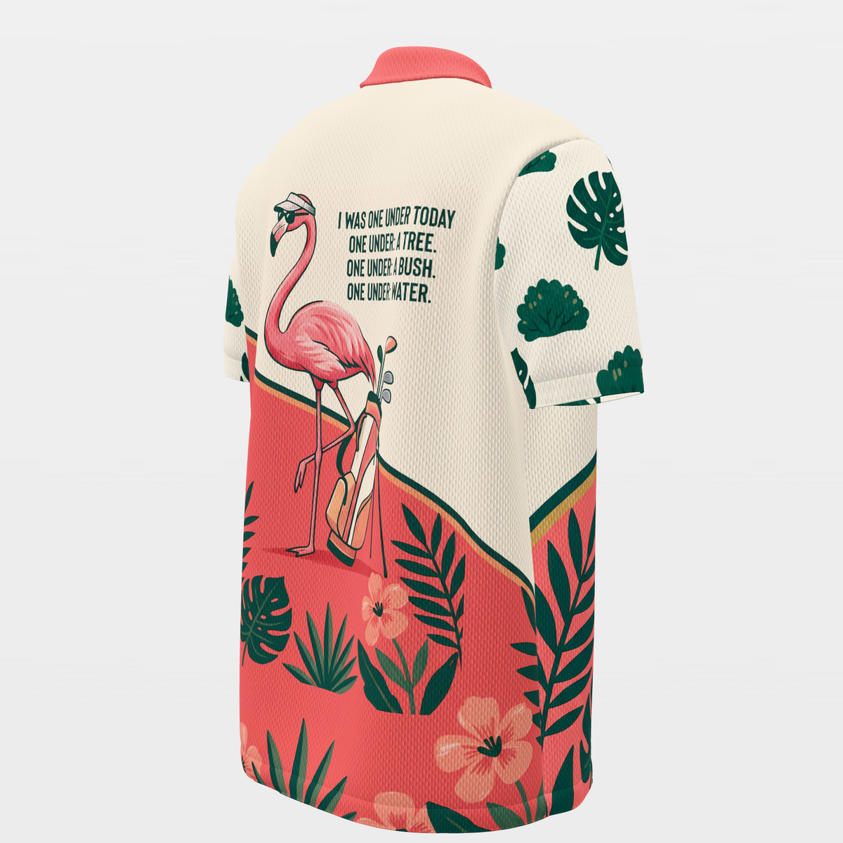 Flamingo Resort Visor Golf Polo Shirt – Back Right product view