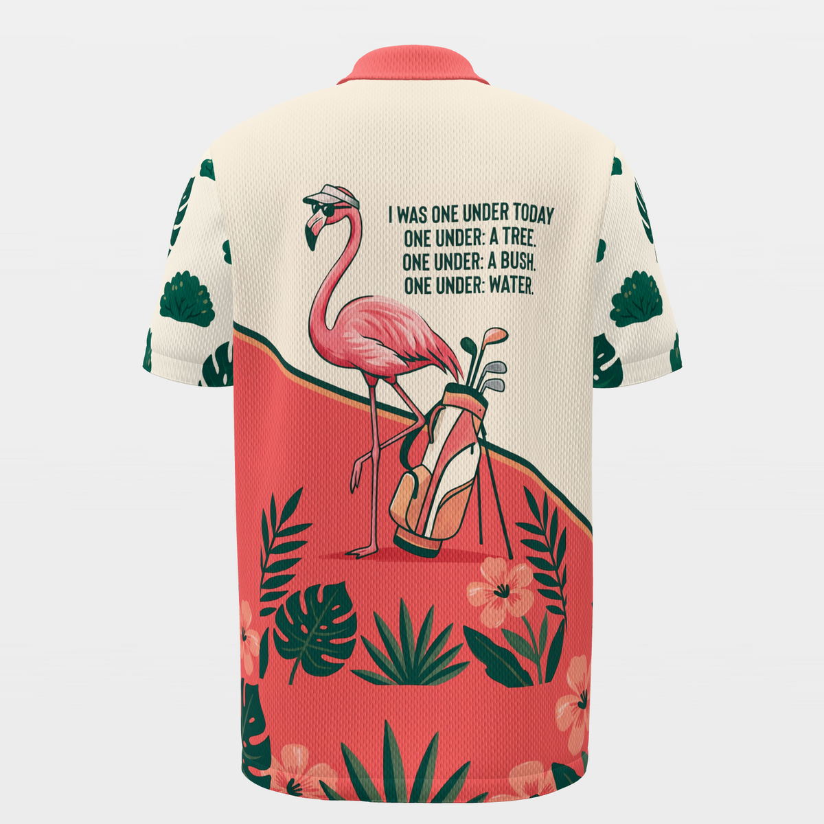 Flamingo Resort Visor Golf Polo Shirt – Back product view