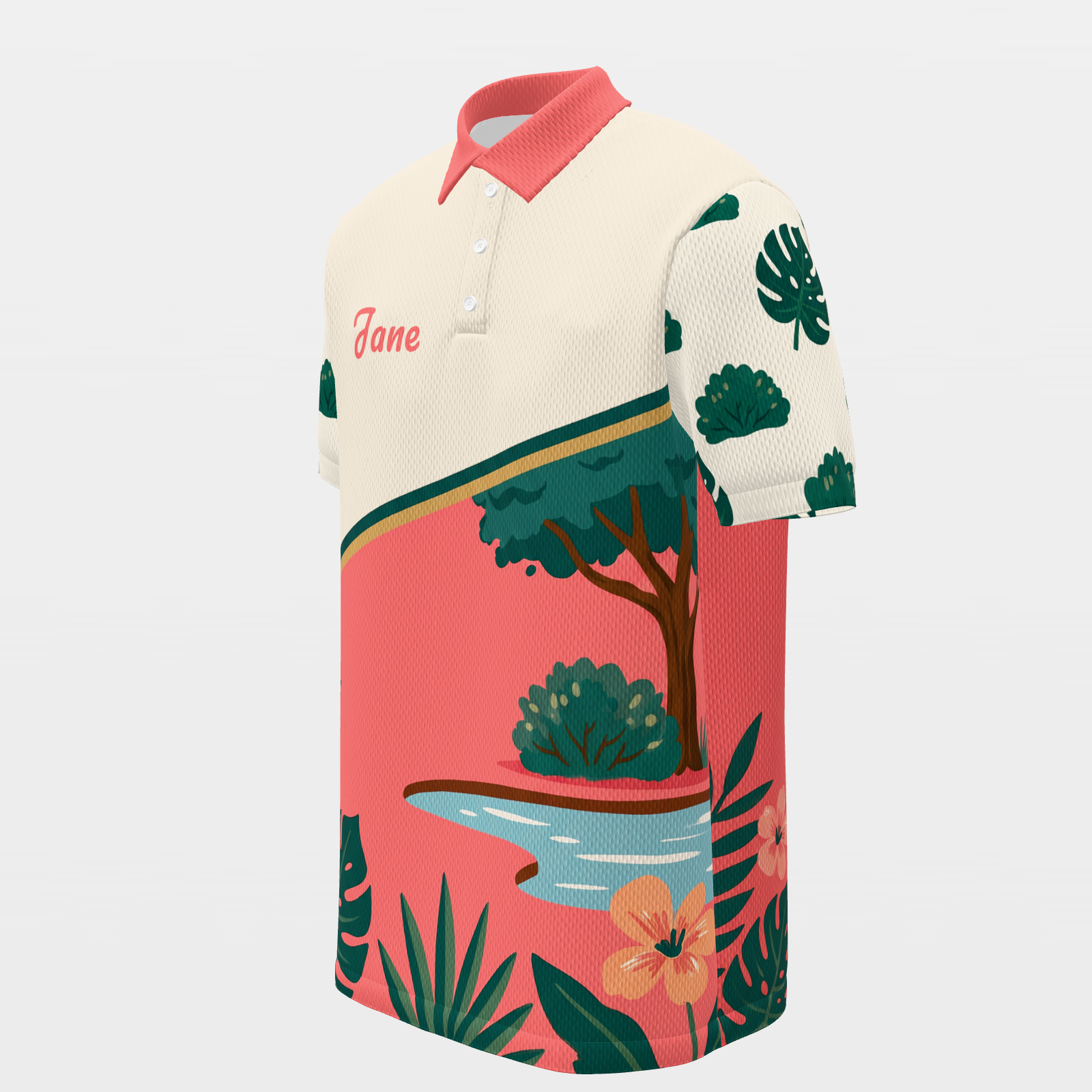 Flamingo Resort Visor Golf Polo Shirt – Front Left product view
