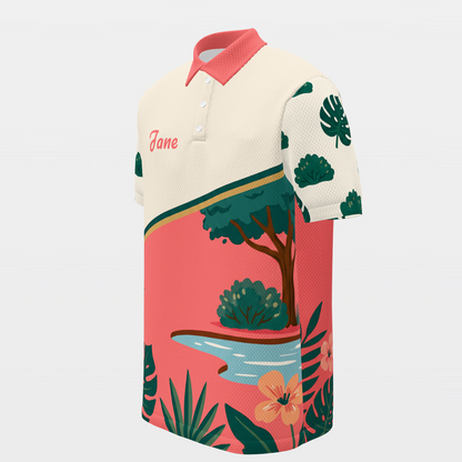 Flamingo Resort Visor Golf Polo Shirt – Front Left product view