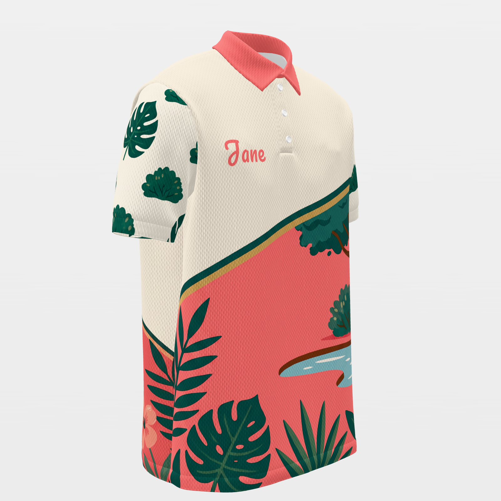 Flamingo Resort Visor Golf Polo Shirt – Front Right product view