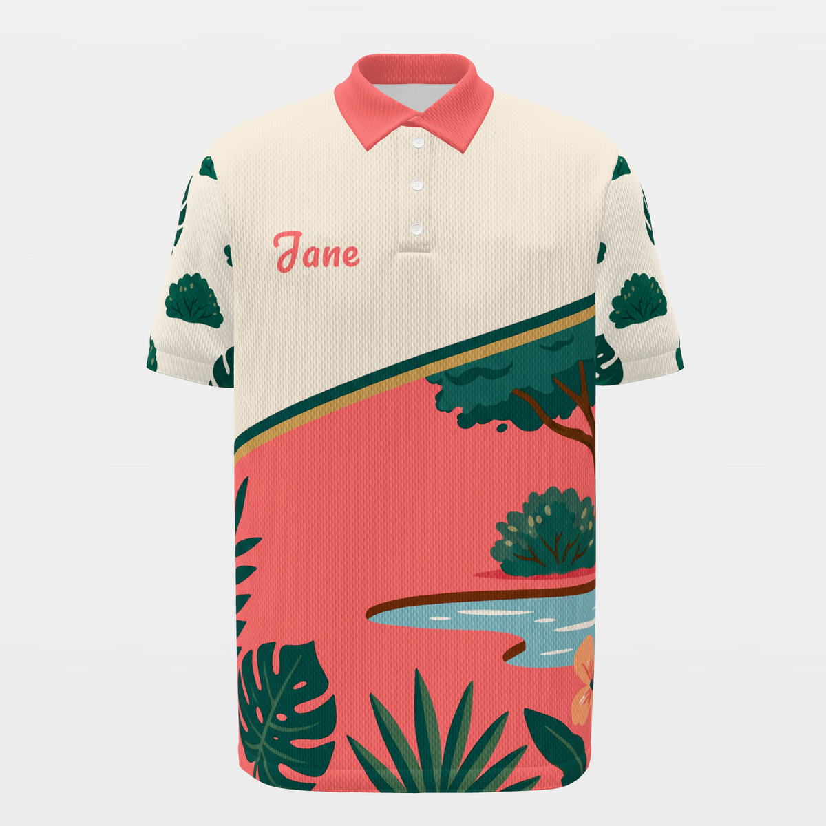 Flamingo Resort Visor Golf Polo Shirt – Front product view