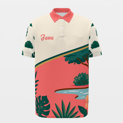 Flamingo Resort Visor Golf Polo Shirt – Front product view
