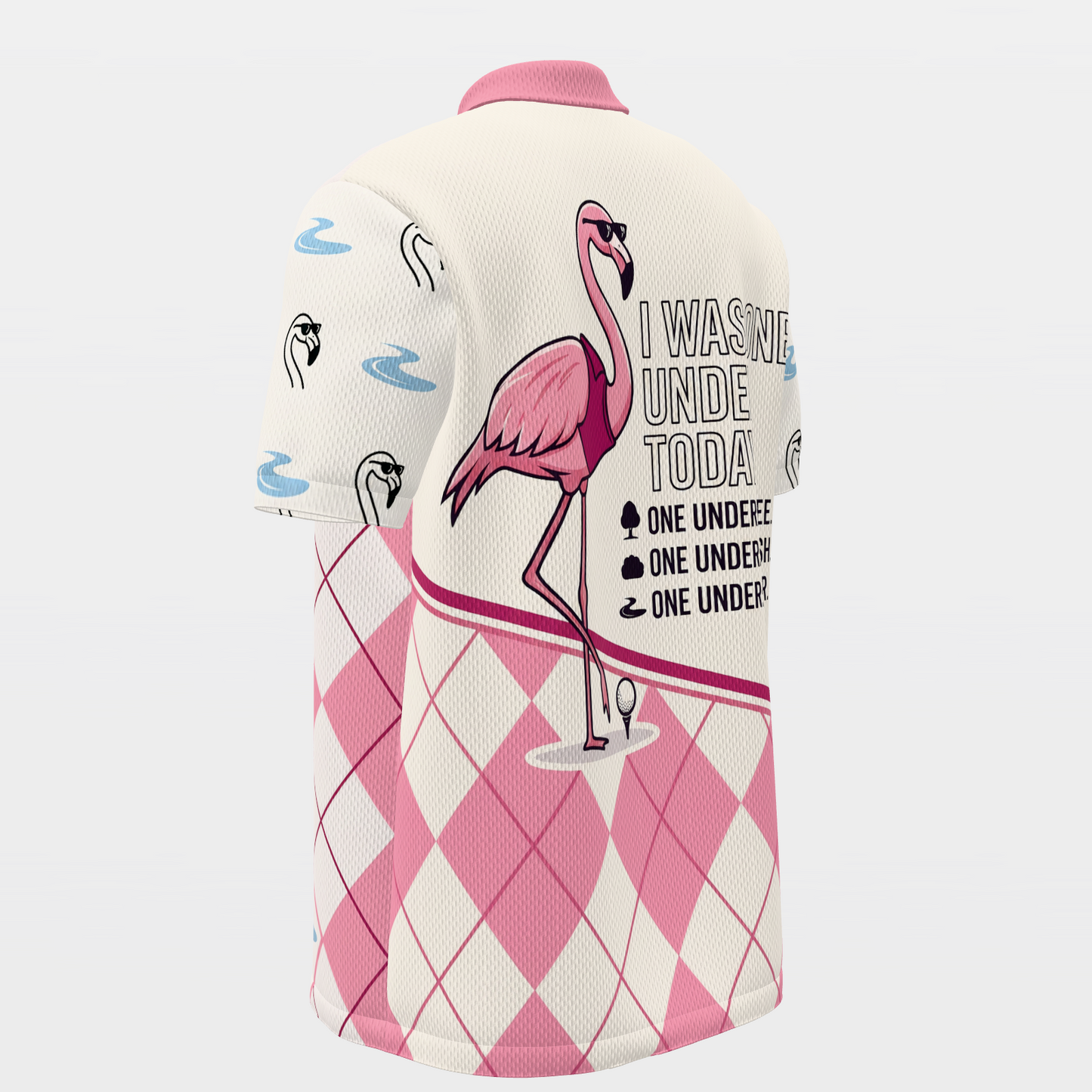 Flamingo Preppy Quote Golf Polo Shirt – Back Left product view