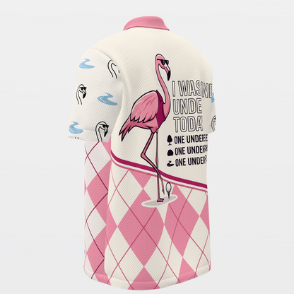 Flamingo Preppy Quote Golf Polo Shirt – Back Left product view