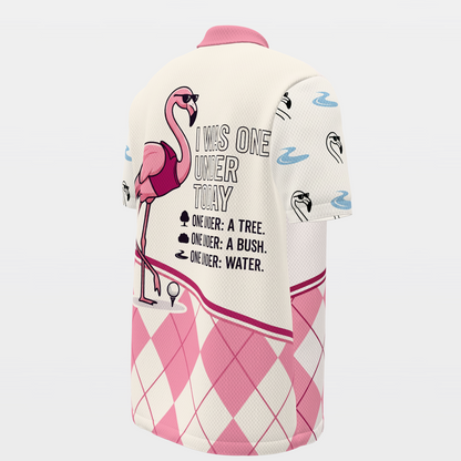 Flamingo Preppy Quote Golf Polo Shirt – Back Right product view