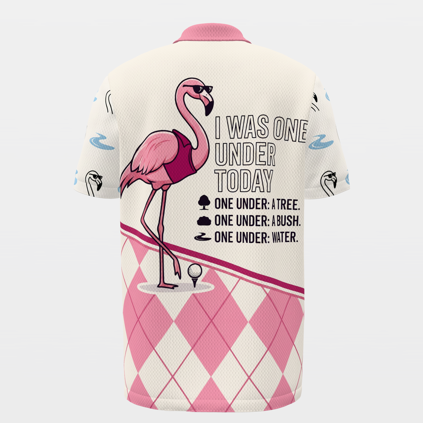 Flamingo Preppy Quote Golf Polo Shirt – Back product view