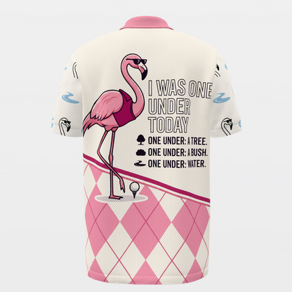 Flamingo Preppy Quote Golf Polo Shirt – Back product view