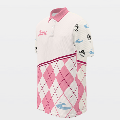 Flamingo Preppy Quote Golf Polo Shirt – Front Left product view