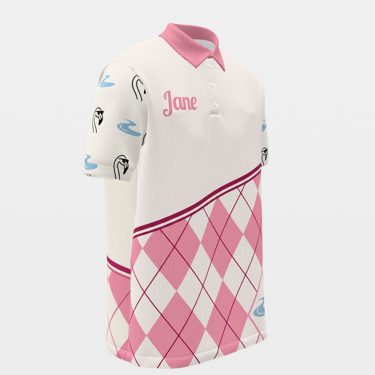 Flamingo Preppy Quote Golf Polo Shirt – Front Right product view