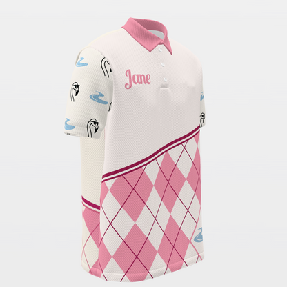 Flamingo Preppy Quote Golf Polo Shirt – Front Right product view