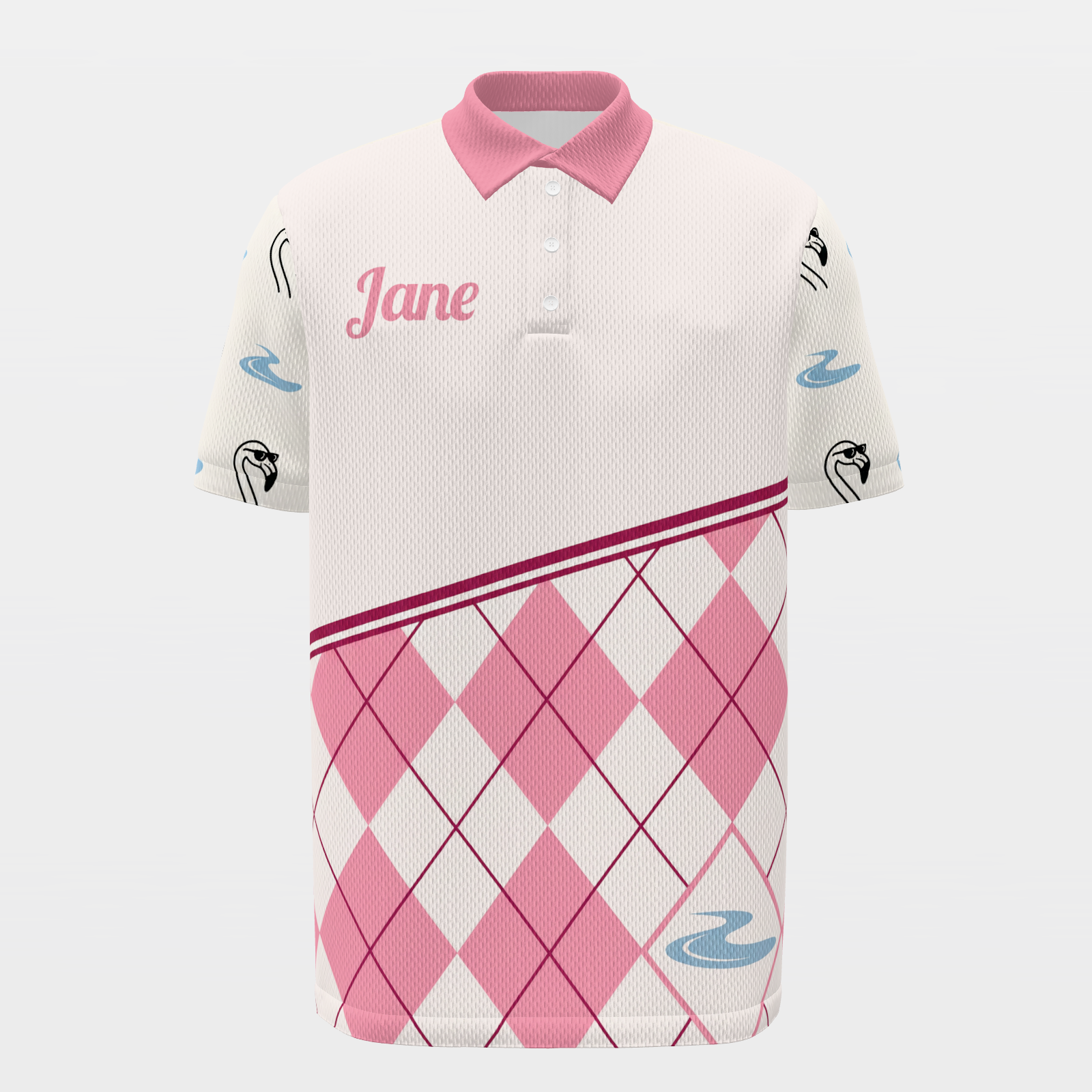 Flamingo Preppy Quote Golf Polo Shirt – Front product view