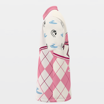 Flamingo Preppy Quote Golf Polo Shirt – Left product view