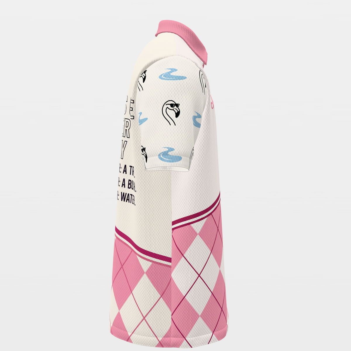 Flamingo Preppy Quote Golf Polo Shirt – Right product view