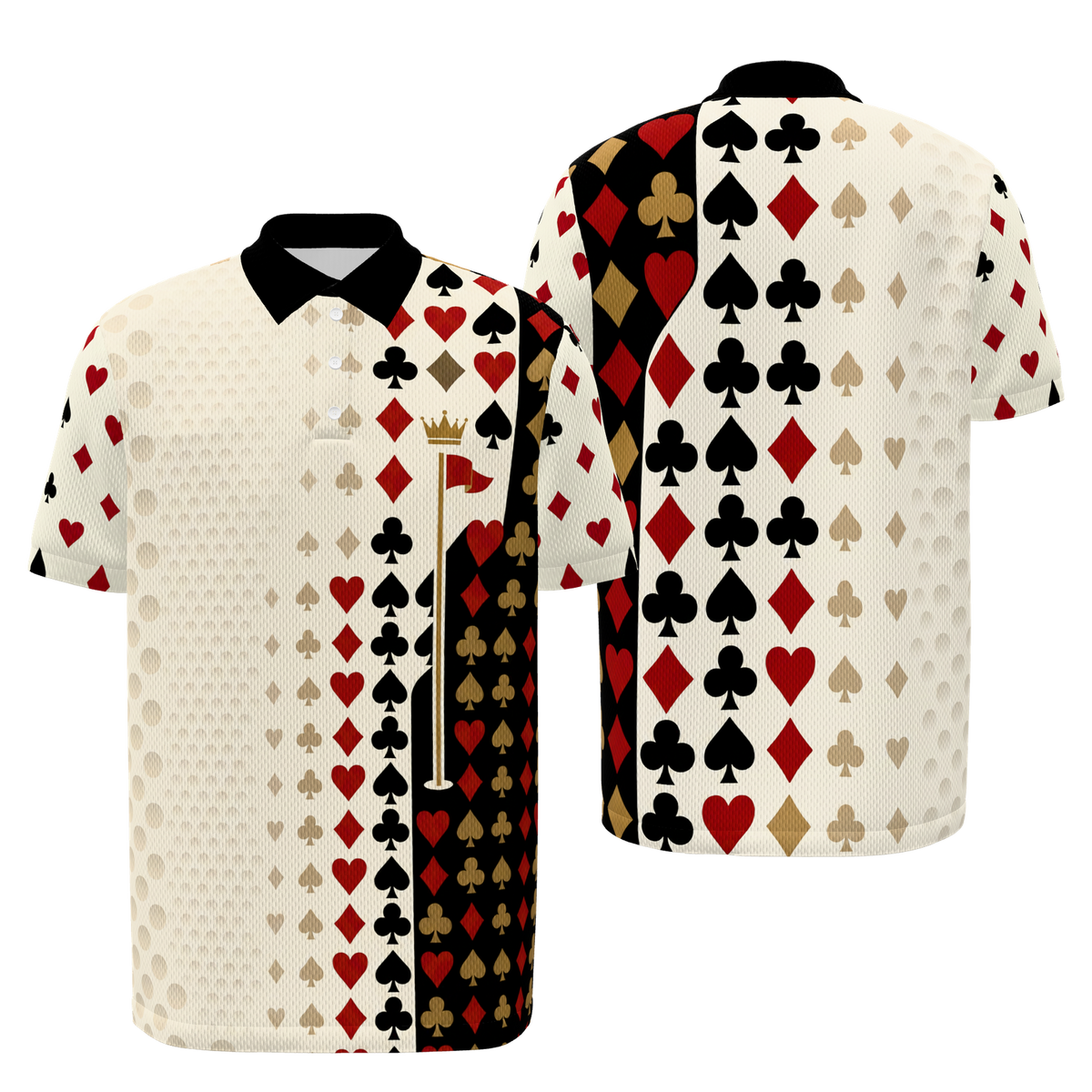 Suit Flight Geometry Golf Polo Shirt – Front Back product view