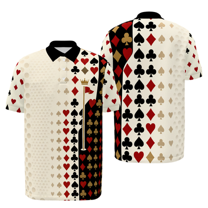 Suit Flight Geometry Golf Polo Shirt – Front Back product view