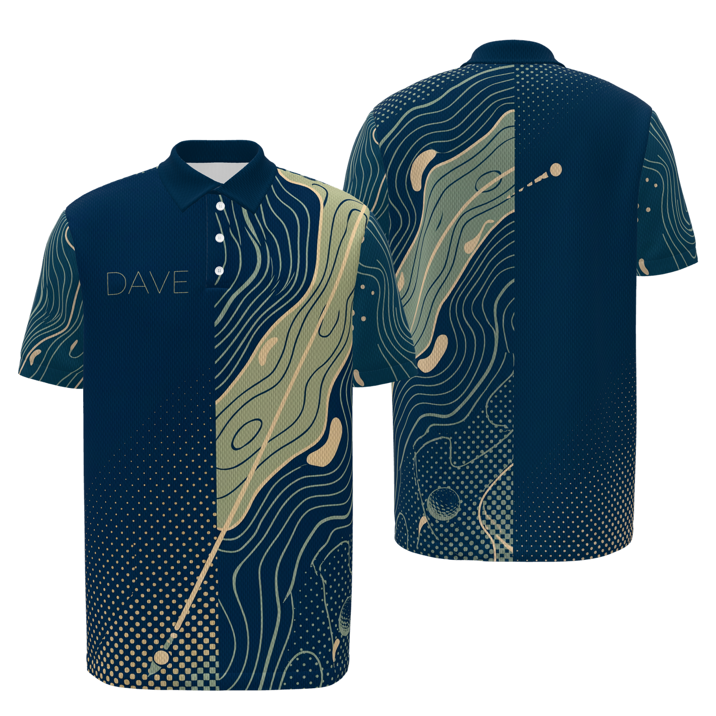 Contour Ball Trail Golf Polo Shirt – Front Back product view