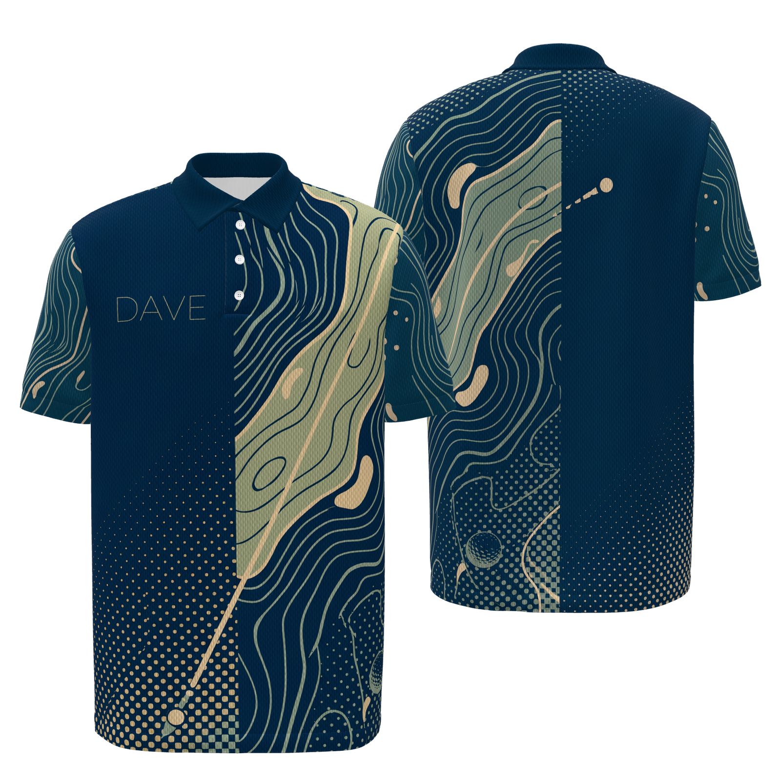 Contour Ball Trail Golf Polo Shirt – Front Back product view
