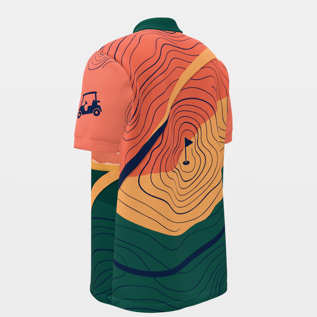 Late Round Contours Golf Polo Shirt – Back Left product view