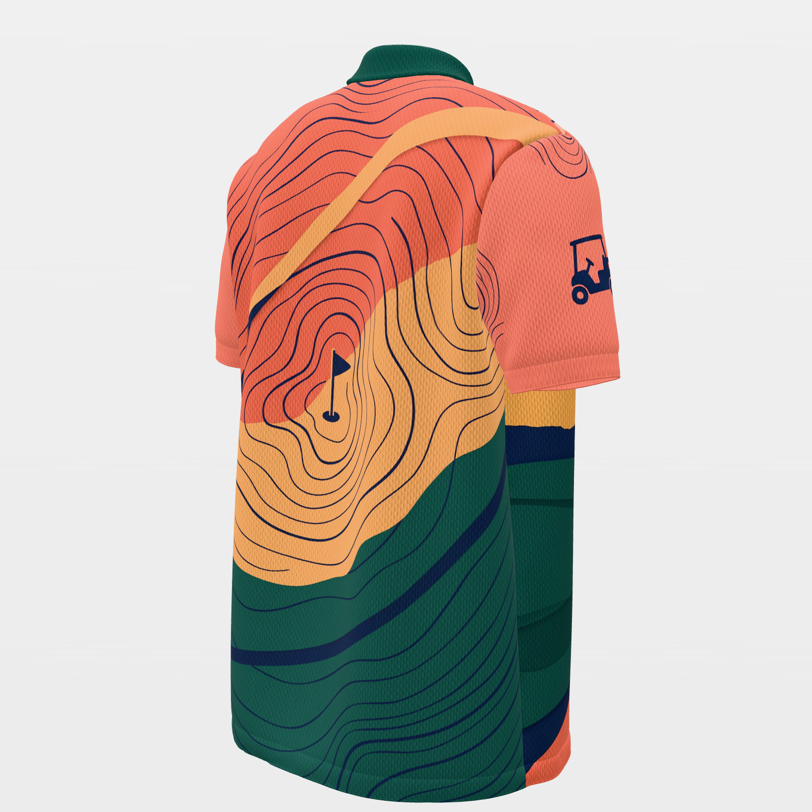 Late Round Contours Golf Polo Shirt – Back Right product view