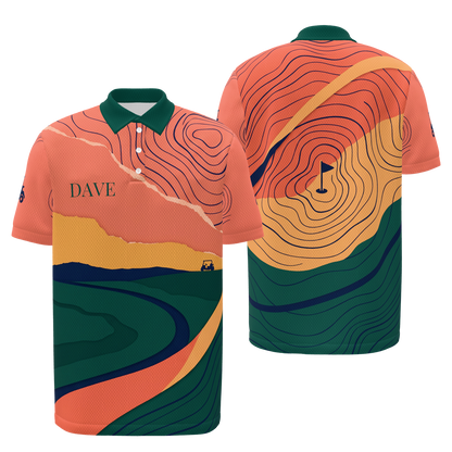 Late Round Contours Golf Polo Shirt – Front Back product view