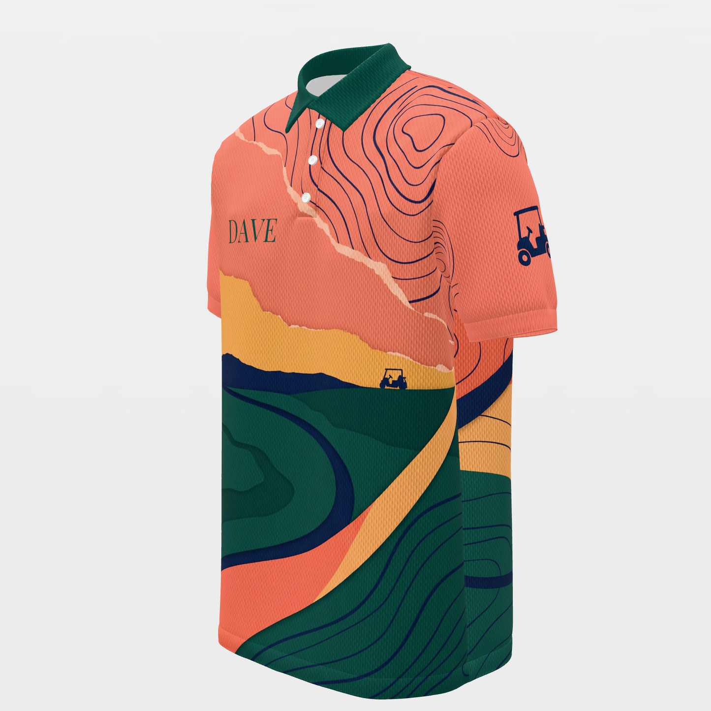 Late Round Contours Golf Polo Shirt – Front Left product view