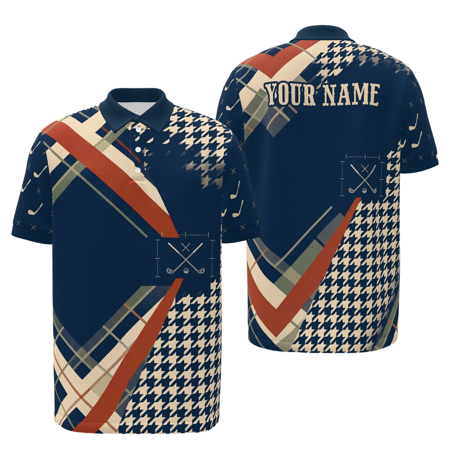 Heritage Chevron Golf Polo Shirt – Front Back product view