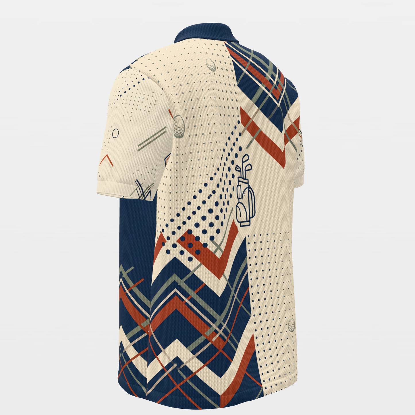 Clubhouse Plaid Rail Golf Polo Shirt – Back Left product view