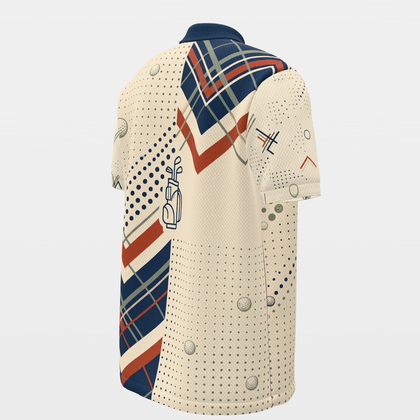 Clubhouse Plaid Rail Golf Polo Shirt – Back Right product view