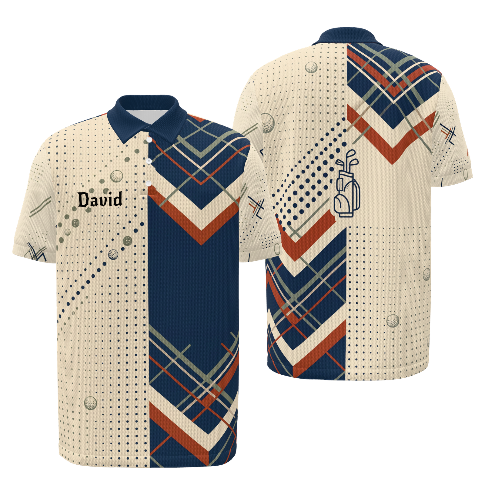 Clubhouse Plaid Rail Golf Polo Shirt – Front Back product view