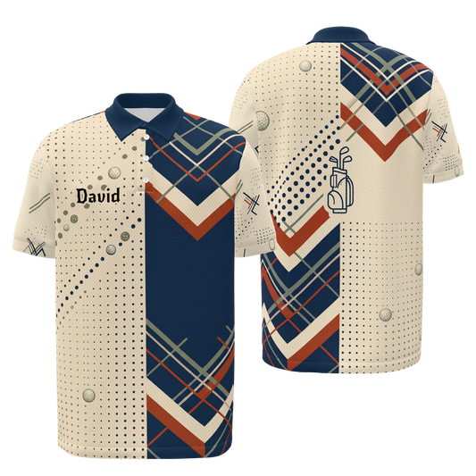 Clubhouse Plaid Rail Golf Polo Shirt – Front Back product view
