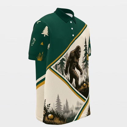 Bigfoot Pine Rail Golf Polo Shirt – Front Right product view