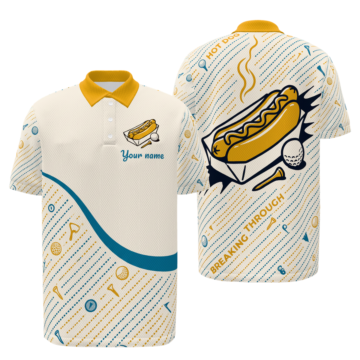 Turn Dog Micro Grid Golf Polo Shirt – Front Back product view