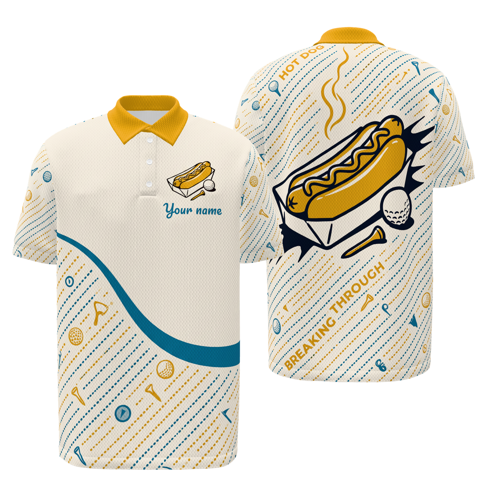 Turn Dog Micro Grid Golf Polo Shirt – Front Back product view
