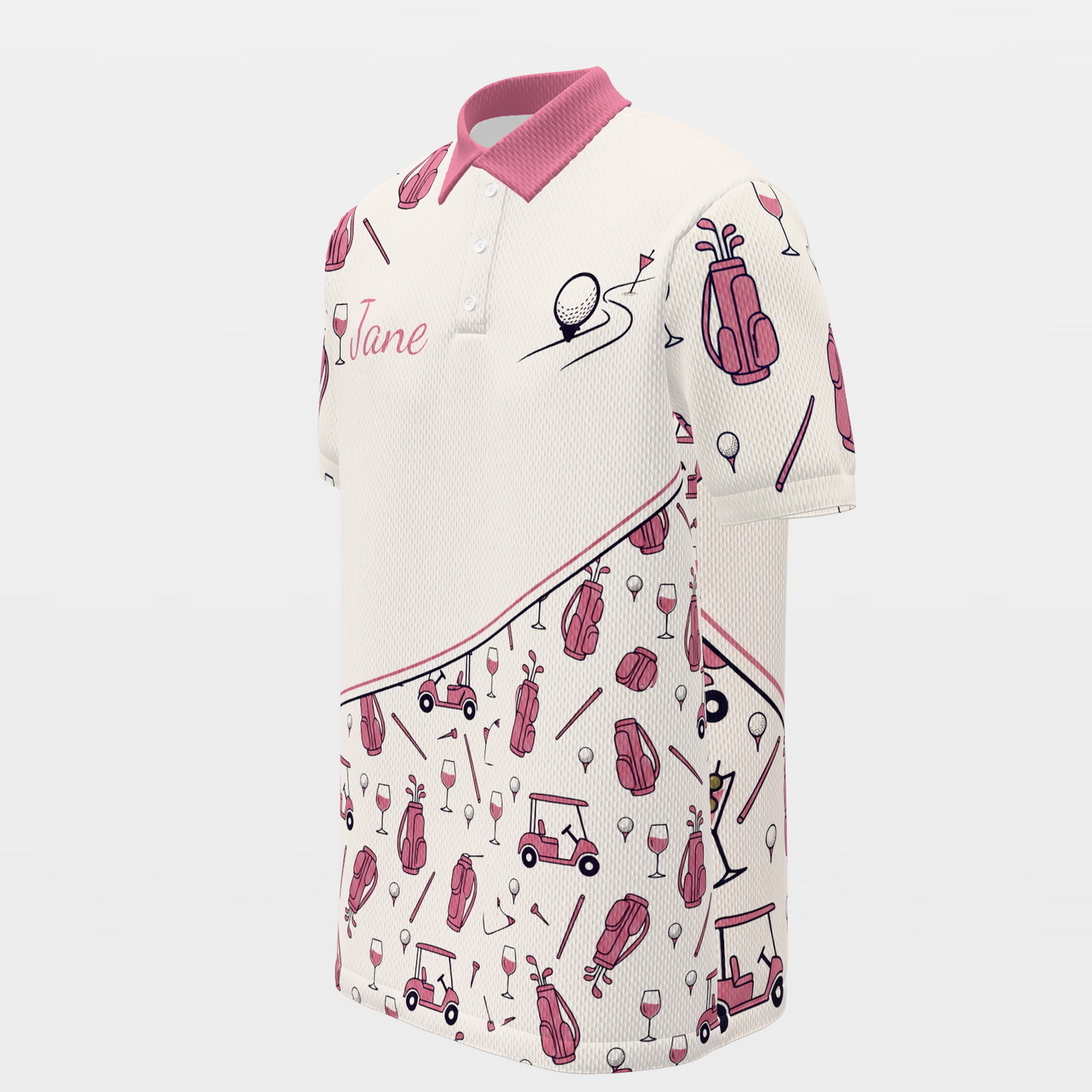 Par Then Bar Flamingo Golf Polo Shirt – Front Left product view