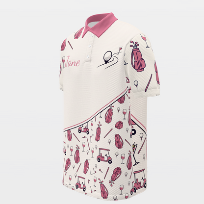 Par Then Bar Flamingo Golf Polo Shirt – Front Left product view